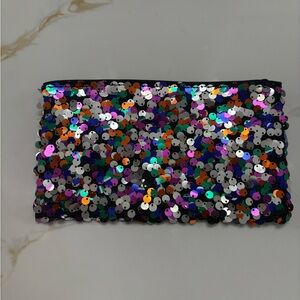 Colorful sequined makeup pouch
